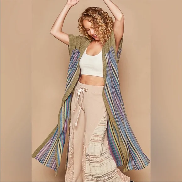 ◾️POL Striped Multicolour Bohemian Kimono - Picture 8 of 15